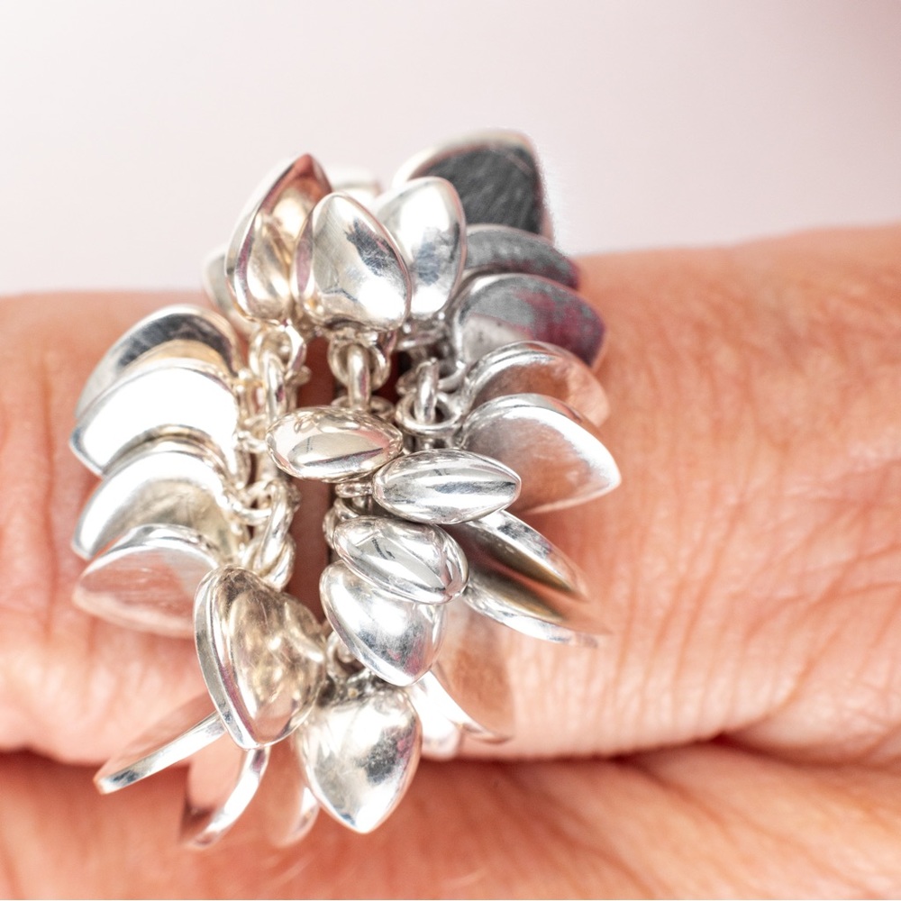 Vintage statement ring heart cluster sterling silver 8 - Picture 15 of 16